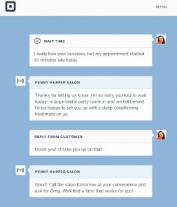 Le fil de discussion de Square apparait immédiatement